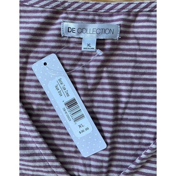 NWT DE Collection Stripe Social Type Dress Size XL Women’s Taupe MSRP $36.99 - Picture 3 of 7